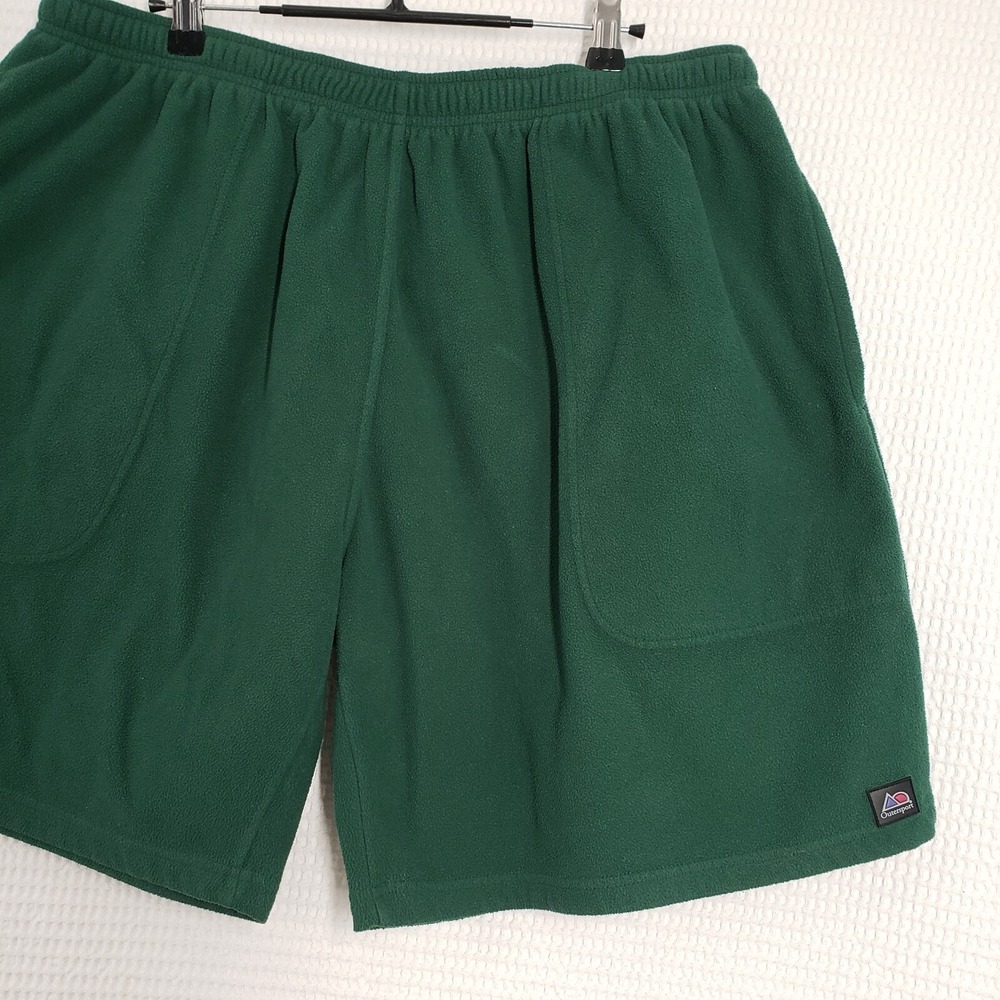 Vintage Outersport Fleece Shorts Womens XL Green Sweatshorts High Waisted Cozy - Picture 13 of 16